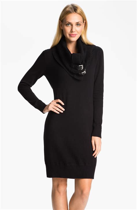 michael kors tank zip sweater dress black zwart|Michael Kors Sweater Dresses for Women .